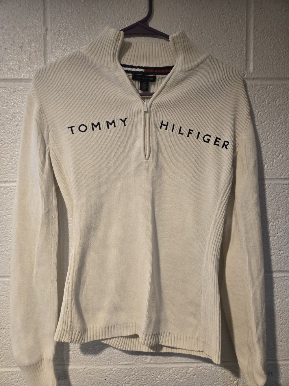 Womens Tommy Hilfiger Beige 1/4 Zip Sweater S
